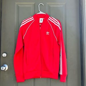 Adidas red track suit